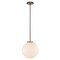 Z-Lite Parsons 1 Light Pendant, Matte Black, Olde Brass & Opal 477P14-MB-OBR - alternate 7